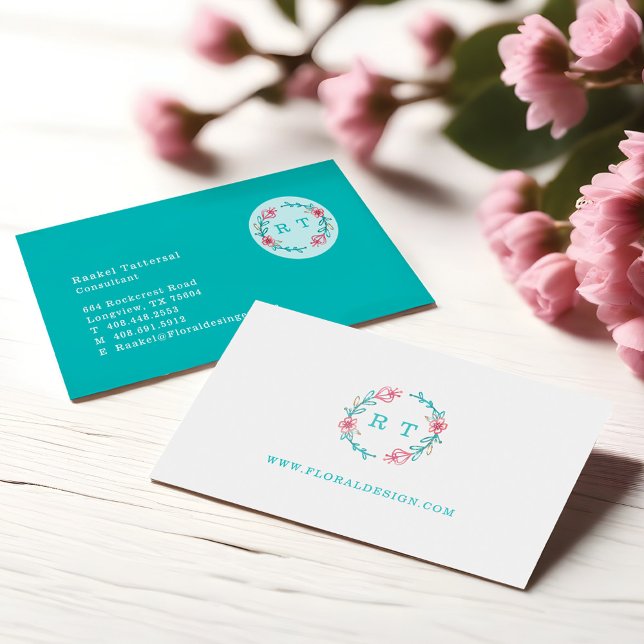 Tarjeta De Visita Elegante acuarela floral Escudo botánico Wreath (Elegant Floral Watercolor Botanical Crest Wreath Business Card)