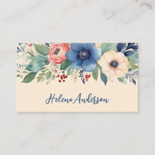 Tarjeta De Visita Elegante acuarela Floral Feminine