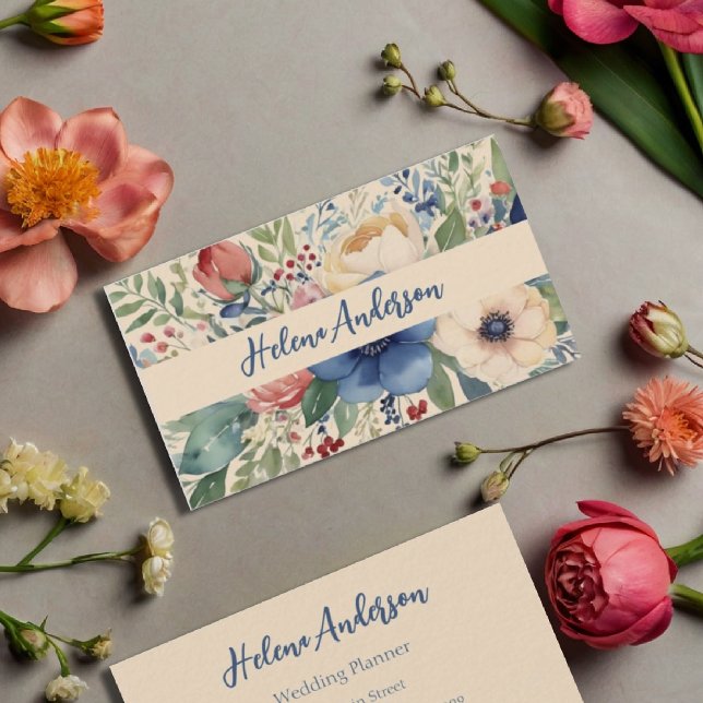Tarjeta De Visita Elegante acuarela Floral Feminine (Subido por el creador)