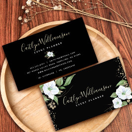 Tarjeta De Visita Elegante acuarela floral moderna escritura de oro