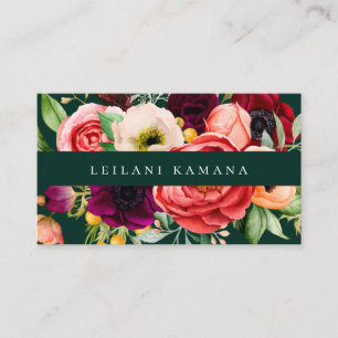 Tarjeta De Visita Elegante acuarela Floral oscura