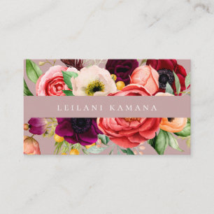 Tarjeta De Visita Elegante acuarela Floral oscura