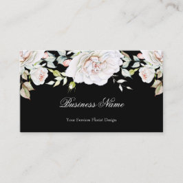 Tarjeta De Visita Elegante acuarela Floral Rosa Blanco Rosa Negro