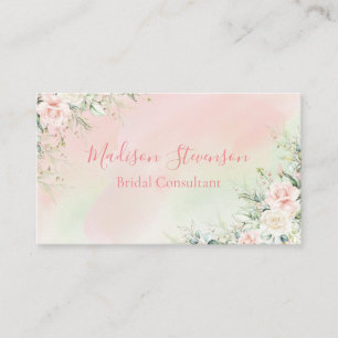 Tarjeta De Visita Elegante acuarela Floral rosa personalizada Girona