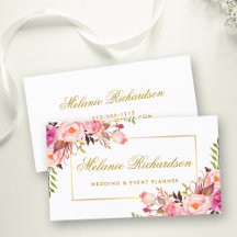 Elegante acuarela Floral rosa y marco dorado