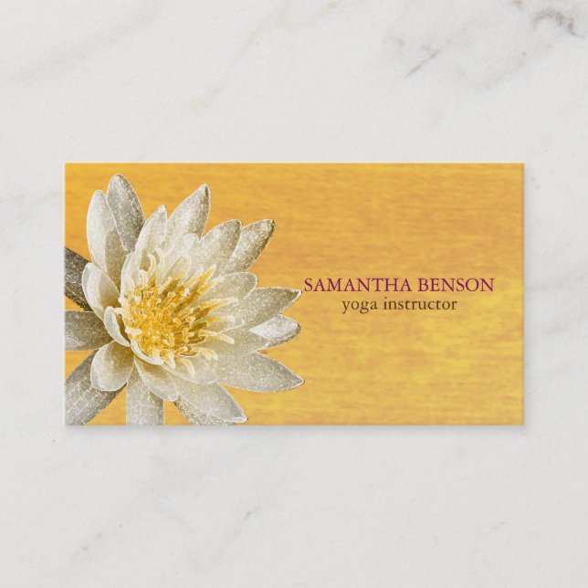 Tarjeta De Visita Elegante acuarela Lotus Flor Meditación Yoga (Anverso)
