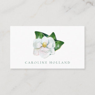 Tarjeta De Visita Elegante acuarela Magnolia Flower Professional