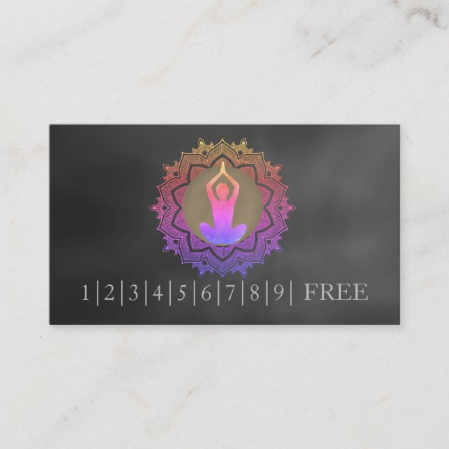 Tarjeta De Visita Elegante acuarela Mandala YOGA Instructor Logo (Anverso)