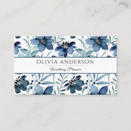 Tarjeta De Visita Elegante acuarela Marina Azul Floral Patrón modern