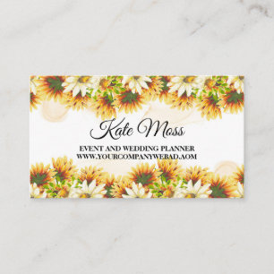 Tarjeta De Visita Elegante acuarela otoñal girasol
