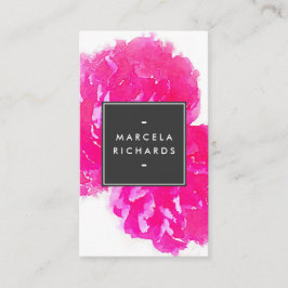 Tarjeta De Visita Elegante acuarela Pink Peonies II