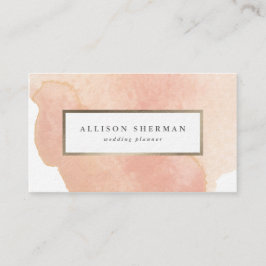 Tarjeta De Visita Elegante acuarela rosa pálido y dorado minimalista