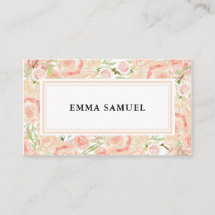 Tarjeta De Visita Elegante acuarela rosa y floral Rubor