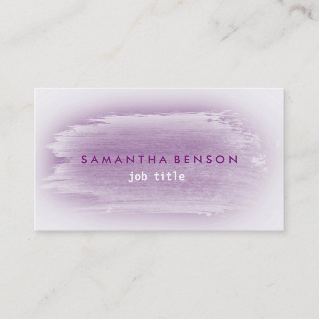 Tarjeta De Visita Elegante acuarela simple salpicadura gris morado (Anverso)