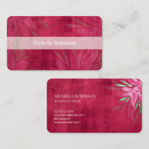 Tarjeta De Visita Elegante acuarela Terciopelo Viva Magenta Floral