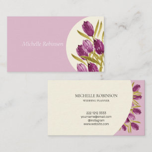 Tarjeta De Visita Elegante acuarela Tulip Flowers Profesional