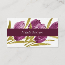 Tarjeta De Visita Elegante acuarela Tulip Flowers Profesional