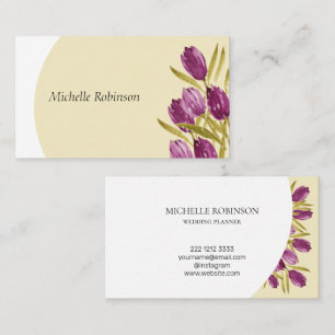 Tarjeta De Visita Elegante acuarela Tulip Flowers Profesional