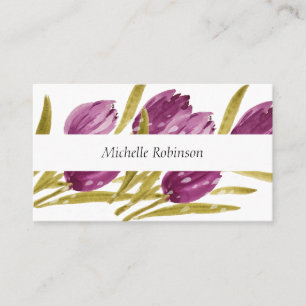 Tarjeta De Visita Elegante acuarela Tulip Flowers Profesional