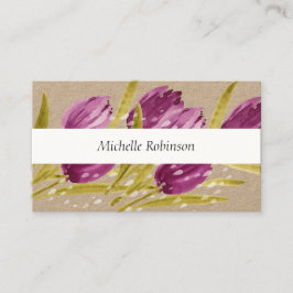 Tarjeta De Visita Elegante acuarela Tulip Flowers Profesional
