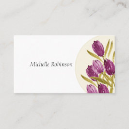 Tarjeta De Visita Elegante acuarela Tulip Flowers Profesional