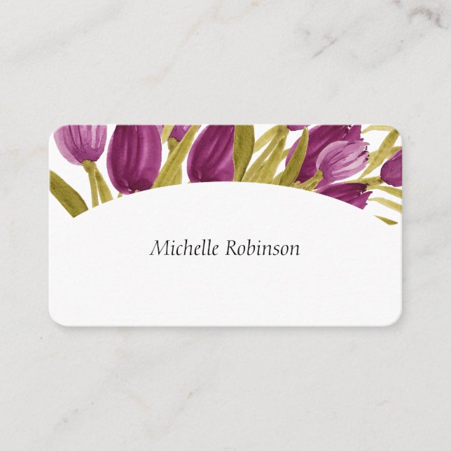 Tarjeta De Visita Elegante acuarela Tulip Flowers Profesional (Anverso)