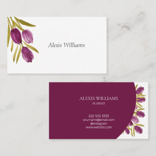 Tarjeta De Visita Elegante acuarela Tulip Flowers Profesional