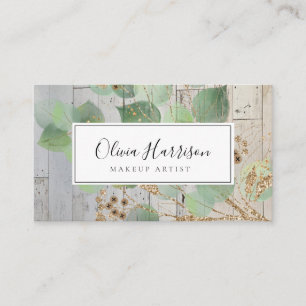 Tarjeta De Visita Elegante acuarela Verdor Gold Leaf Business Ca