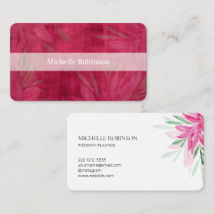 Tarjeta De Visita Elegante acuarela Viva Magenta Floral