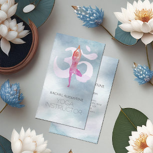 Tarjeta De Visita Elegante acuarela Yoga Meditación Pose Símbolo Om