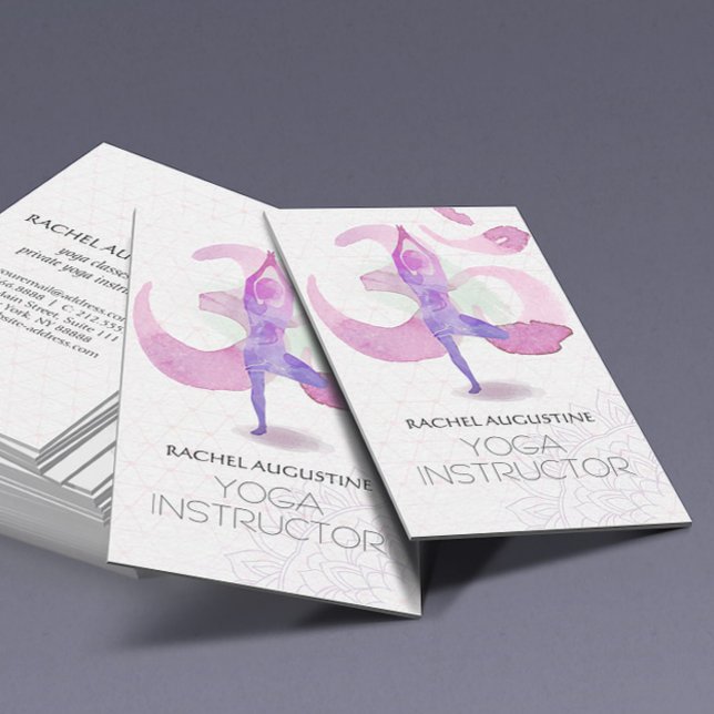 Tarjeta De Visita Elegante acuarela Yoga Meditación Pose Símbolo Om (Subido por el creador)