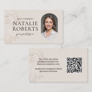 Tarjeta De Visita Elegante Adorno Código QR de Redes Sociales Foto