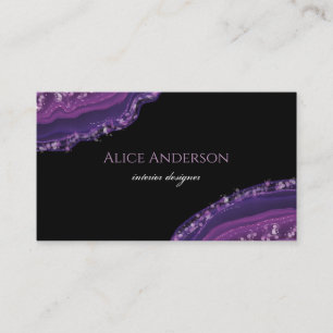Tarjeta De Visita Elegante Agate Black Purple Designer