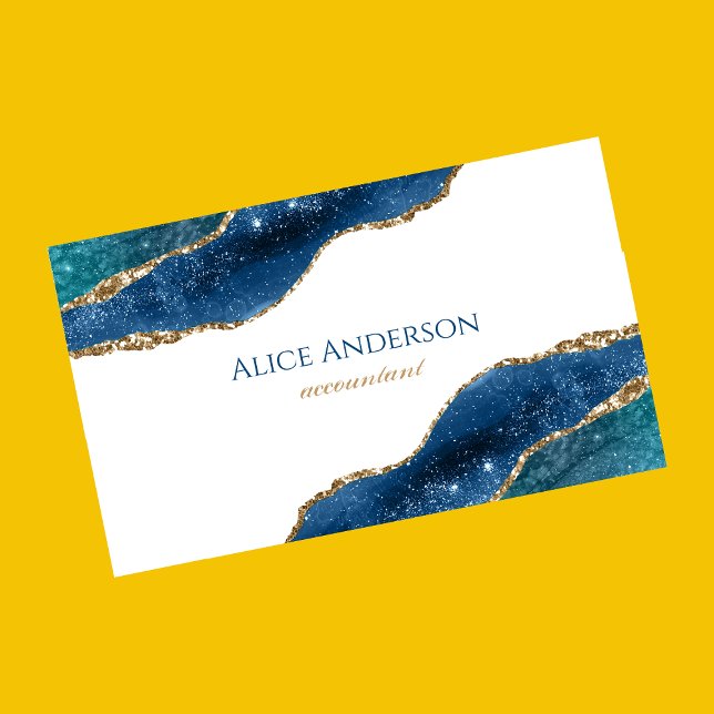 Tarjeta De Visita Elegante Agate galaxia BLUE contable de oro Busine (Subido por el creador)