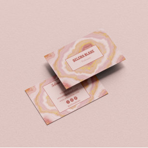 Tarjeta De Visita Elegante Agate rosa con Purpurina de oro - moderno