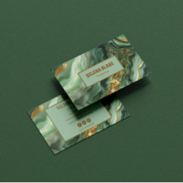 Tarjeta De Visita Elegante Agate Verde con Glitte de Oro - Moderno