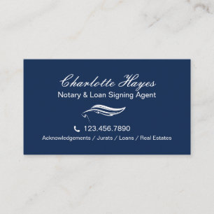 Tarjeta De Visita Elegante Agente de Firma de Préstamos Notariales M