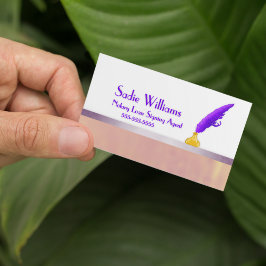 Tarjeta De Visita Elegante Agente de Firma de Préstamos Notario Plum