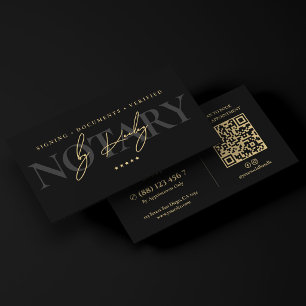 Tarjeta De Visita Elegante Agente de Firma Notario Móvil Negro