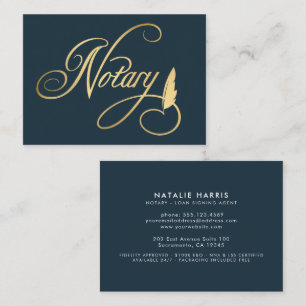 Tarjeta De Visita Elegante Agente de préstamos notariales de oro y m