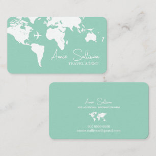 Tarjeta De Visita Elegante Agente de Viajes color turquesa claro