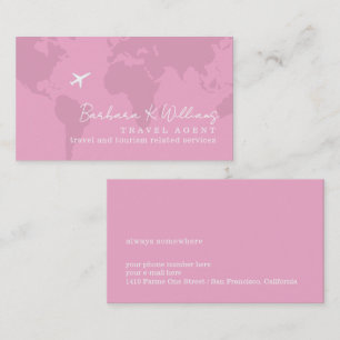 Tarjeta De Visita Elegante Agente de Viajes Rosa