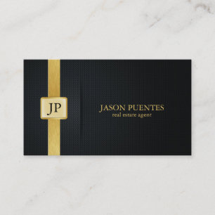 Tarjeta De Visita Elegante agente inmobiliario negro y oro