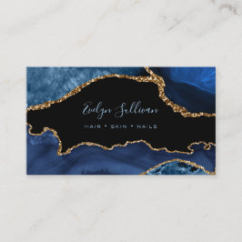 Tarjeta De Visita elegante aguijón azul acuarela sobre negro