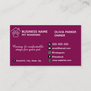 Tarjeta De Visita Elegante alojamiento de mascotas minimalista perso