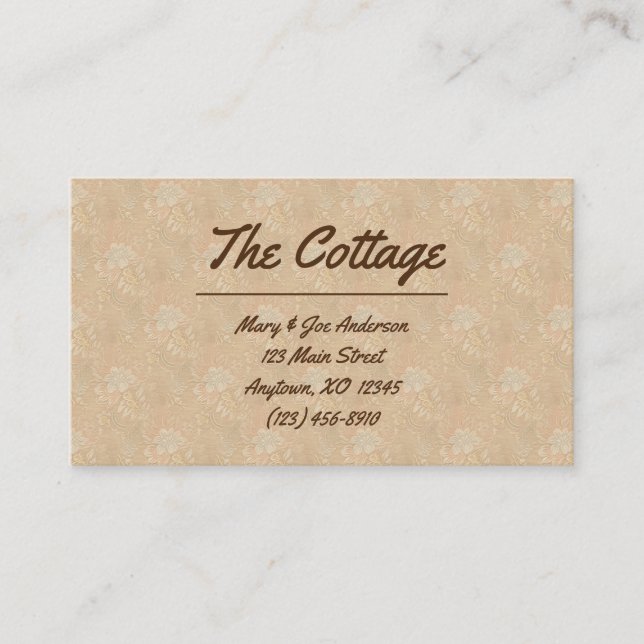 Tarjeta De Visita Elegante Alquiler de vacaciones en Tan & Beige (Anverso)