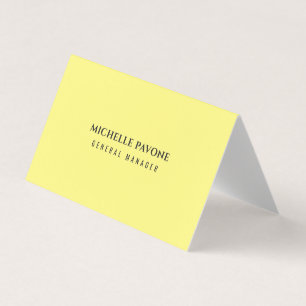 Tarjeta De Visita Elegante Amarillo Claro Simple Sencillo Profesiona