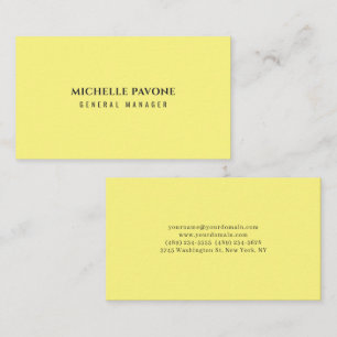 Tarjeta De Visita Elegante Amarillo Claro Simple Sencillo Profesiona