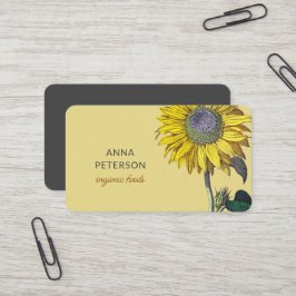 Tarjeta De Visita Elegante amarillo girasol amarillo beige gris
