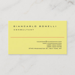 Tarjeta De Visita Elegante amarillo simple profesional de la llanura
